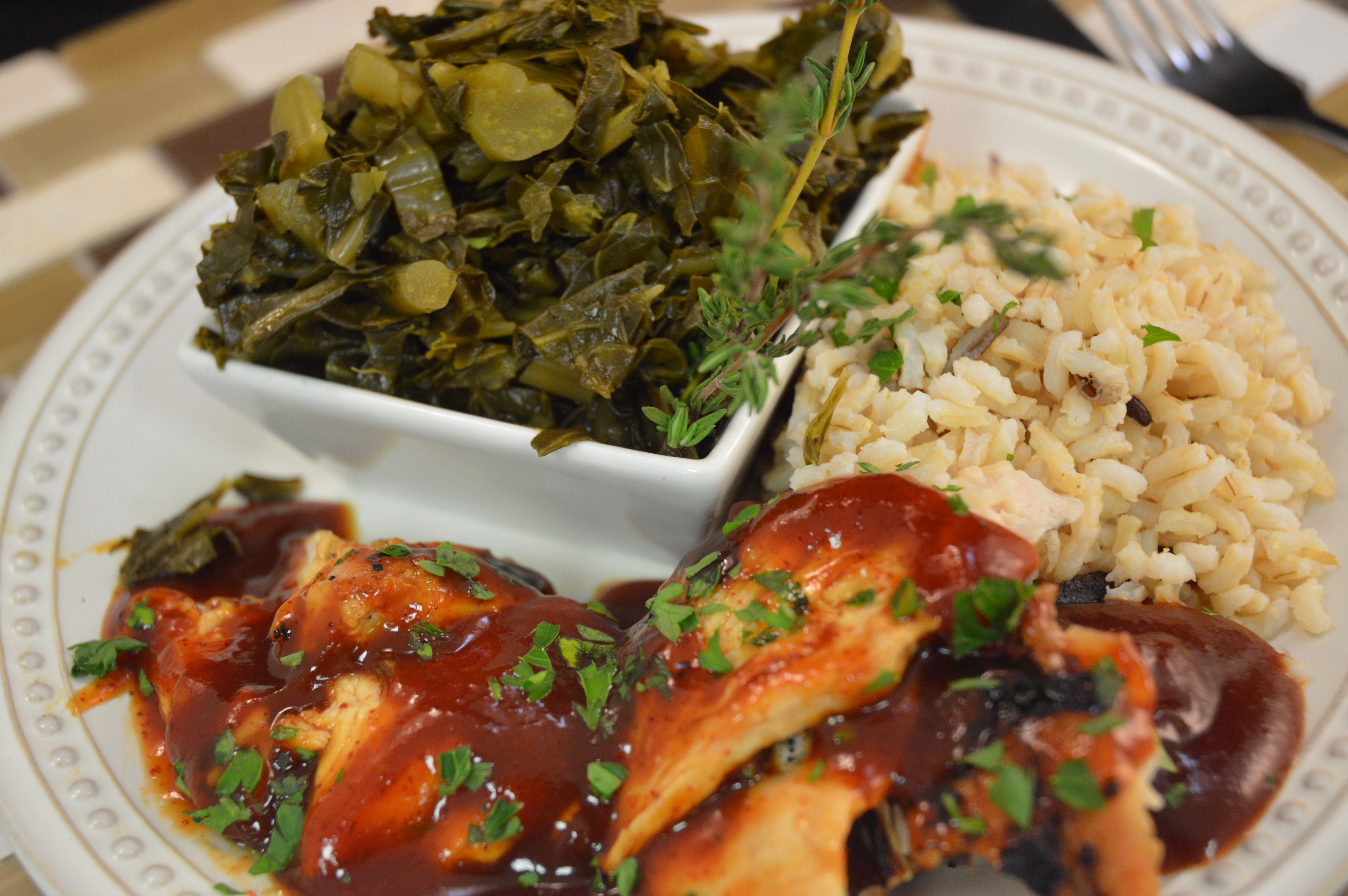 BBQ chicken with sauce for a quick weeknight dinner