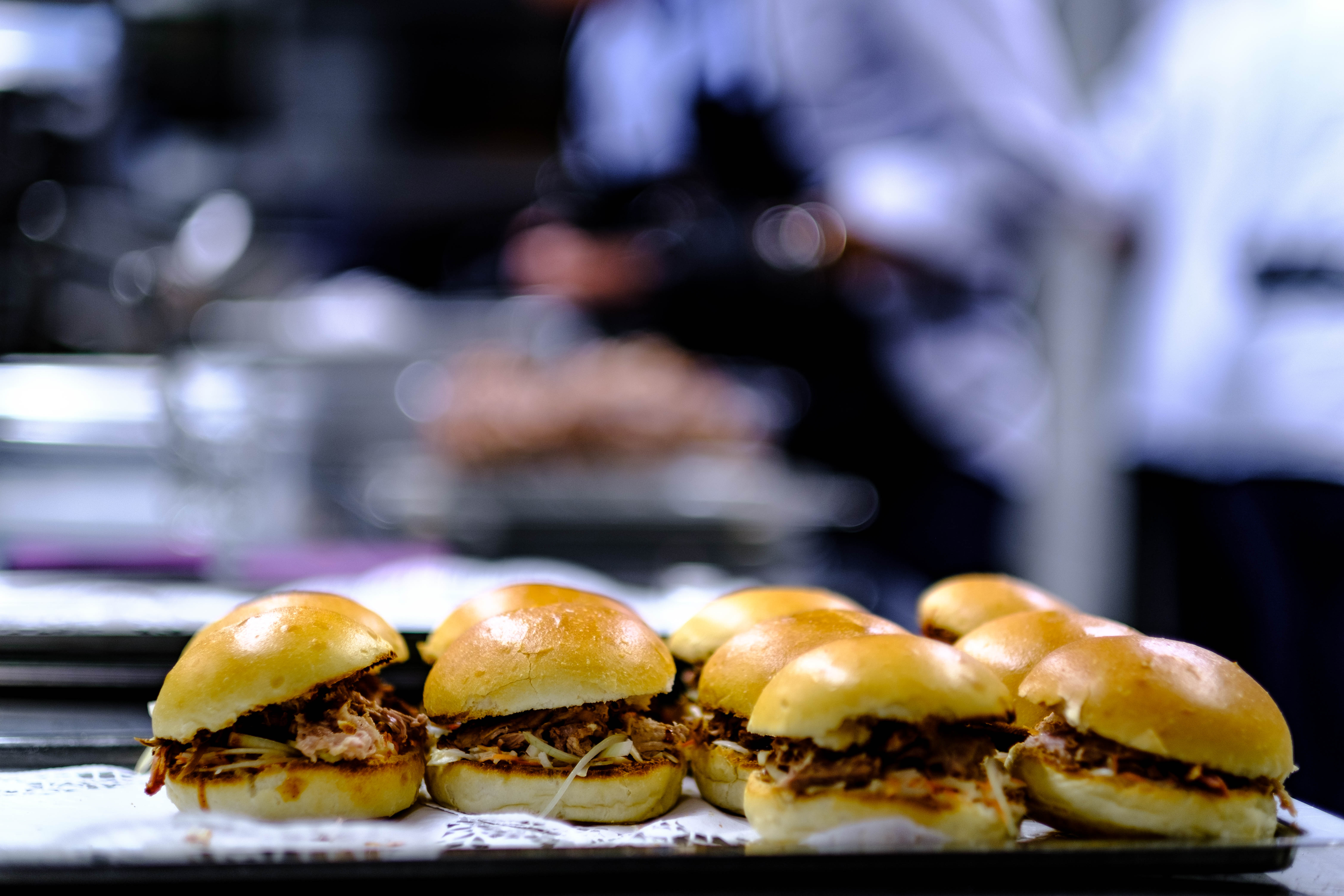 Pulled pork sandwich with BBQ sauce and a quick slaw